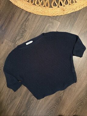 Luisa Ricci Boxy Knit Navy Short-Sleeve Crewneck Sweater size small